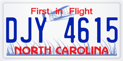 NC license plate DJY4615