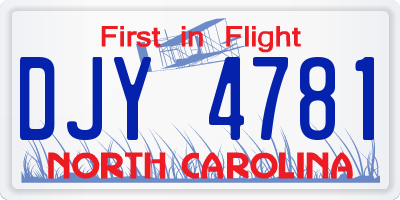 NC license plate DJY4781