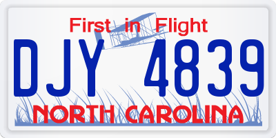NC license plate DJY4839