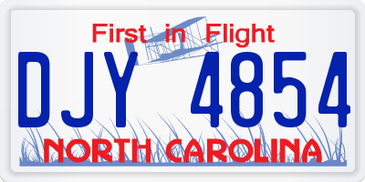 NC license plate DJY4854