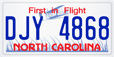 NC license plate DJY4868