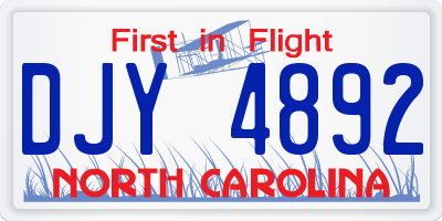 NC license plate DJY4892
