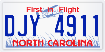 NC license plate DJY4911