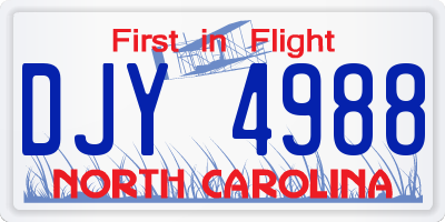 NC license plate DJY4988