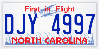 NC license plate DJY4997