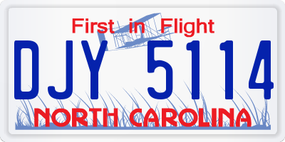 NC license plate DJY5114