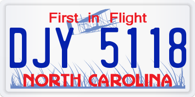 NC license plate DJY5118