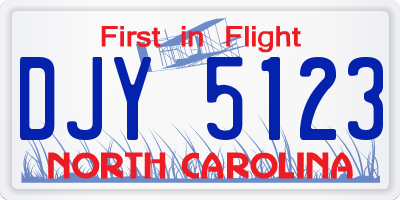 NC license plate DJY5123