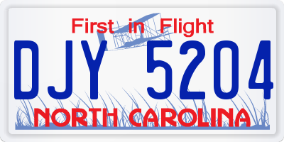 NC license plate DJY5204