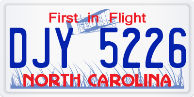 NC license plate DJY5226