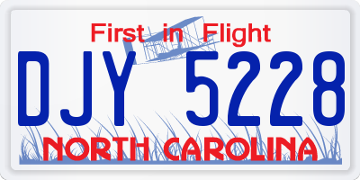NC license plate DJY5228