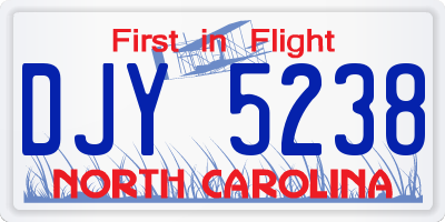 NC license plate DJY5238