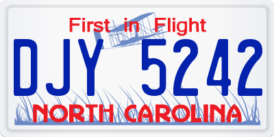 NC license plate DJY5242
