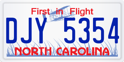NC license plate DJY5354