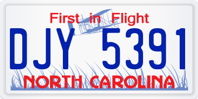 NC license plate DJY5391