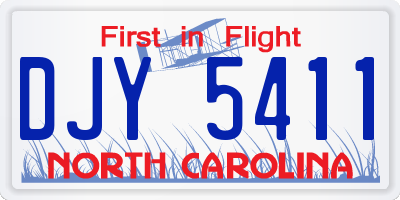 NC license plate DJY5411