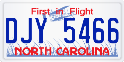 NC license plate DJY5466