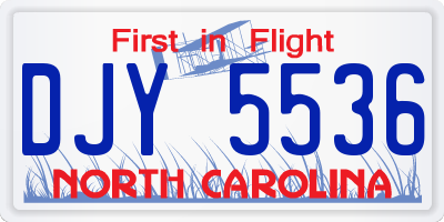NC license plate DJY5536