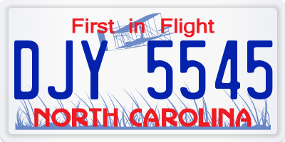 NC license plate DJY5545