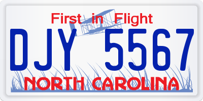 NC license plate DJY5567