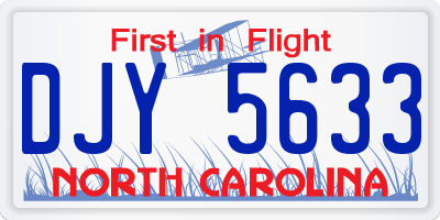 NC license plate DJY5633
