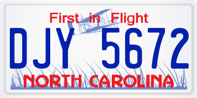 NC license plate DJY5672