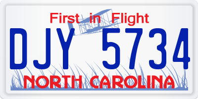 NC license plate DJY5734