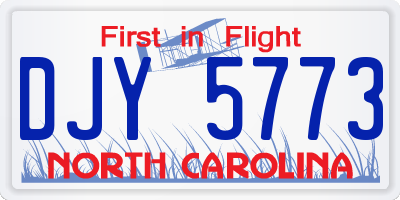 NC license plate DJY5773
