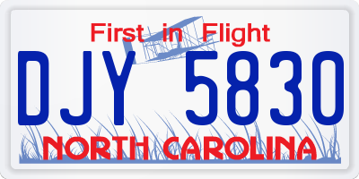 NC license plate DJY5830