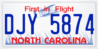 NC license plate DJY5874