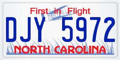 NC license plate DJY5972