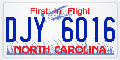 NC license plate DJY6016