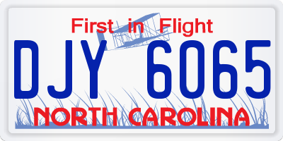 NC license plate DJY6065