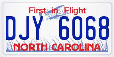 NC license plate DJY6068