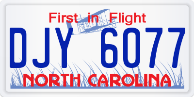 NC license plate DJY6077