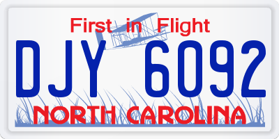 NC license plate DJY6092