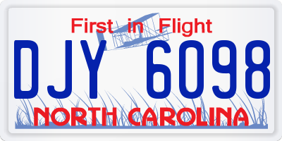 NC license plate DJY6098