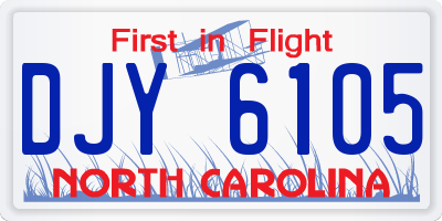 NC license plate DJY6105