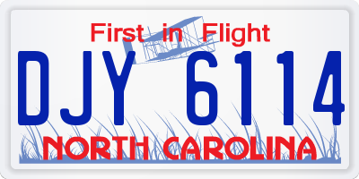 NC license plate DJY6114