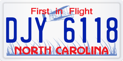 NC license plate DJY6118
