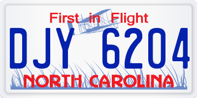 NC license plate DJY6204