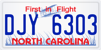 NC license plate DJY6303