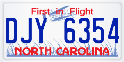 NC license plate DJY6354
