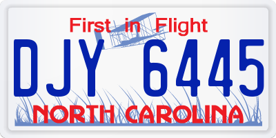NC license plate DJY6445