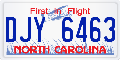 NC license plate DJY6463