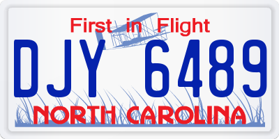 NC license plate DJY6489