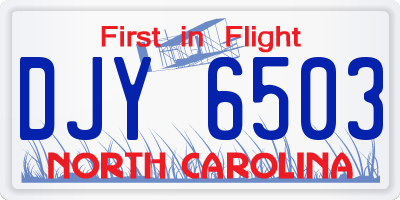 NC license plate DJY6503