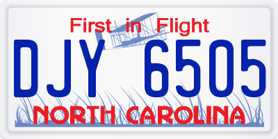 NC license plate DJY6505