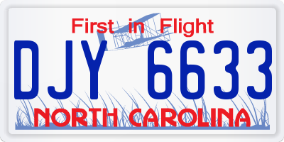 NC license plate DJY6633
