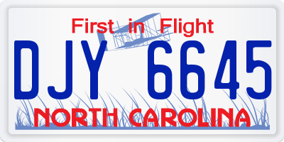NC license plate DJY6645